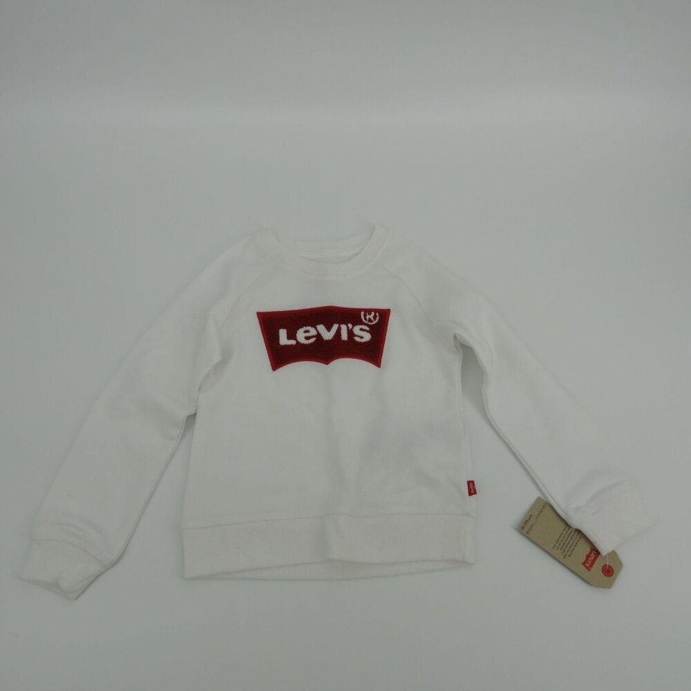 Levi's Girls White Sweatshirt With Red Logo Patch Size 4 NWT $42
